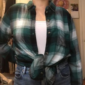 Green Plaid Button-up Shirt